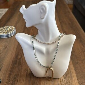 Marlyn Schiff Elegant Gold and Blue Beaded Necklace